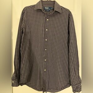 Polo Ralph Lauren Curran . Men's Plaid Shirt - Black and White And Purple